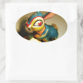 Sticker Ovale lapin jouet et oeuf jaune pâle (Sac)