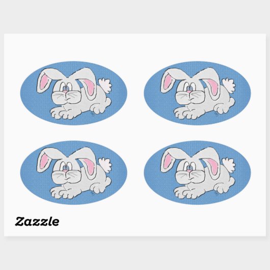 Sticker Ovale Lapin Lapin (Feuille)