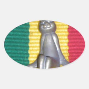 Sticker Ovale Lapin - Lapin aux couleurs Rasta : une touche de G