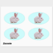 Sticker Ovale Lapin Mignon Kawaii (Feuille)