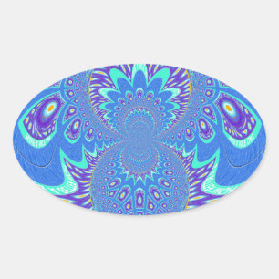 Sticker Ovale L'art Bleu Moderne