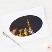 Sticker Ovale Las Vegas Night Lights Strip Eiffel Tower Casino (Enveloppe)
