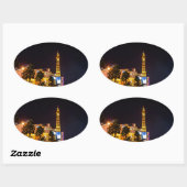 Sticker Ovale Las Vegas Night Lights Strip Eiffel Tower Casino (Feuille)