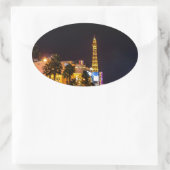 Sticker Ovale Las Vegas Night Lights Strip Eiffel Tower Casino (Sac)