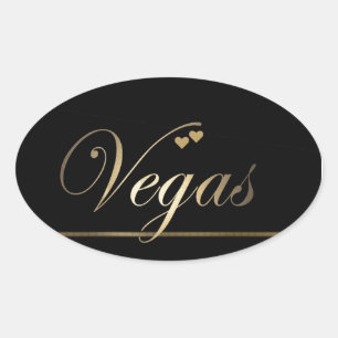 Sticker Ovale Las Vegas noir et or