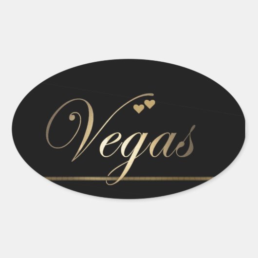Sticker Ovale Las Vegas noir et or (Devant)