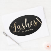 Sticker Ovale Lashes Gold Script Artiste maquillage moderne (Enveloppe)