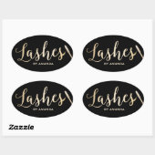 Sticker Ovale Lashes Gold Script Artiste maquillage moderne (Feuille)