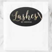 Sticker Ovale Lashes Gold Script Artiste maquillage moderne (Sac)