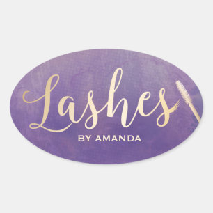 Sticker Ovale Lashes maquillage Artiste Gold Script Élégant viol