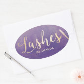 Sticker Ovale Lashes maquillage Artiste Gold Script Élégant viol (Enveloppe)