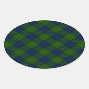 Sticker Ovale Lauder tartan bleu vert plaid