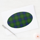 Sticker Ovale Lauder tartan bleu vert plaid (Enveloppe)