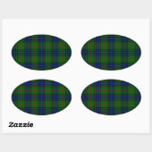 Sticker Ovale Lauder tartan bleu vert plaid (Feuille)