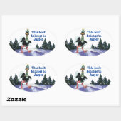 Sticker Ovale L'autruche arctique à la course (Feuille)