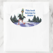 Sticker Ovale L'autruche arctique à la course (Sac)