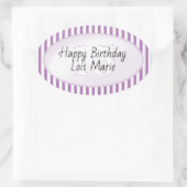 Sticker Ovale Lavande d'âge subtile/Motif de bandes simples blan (Sac)