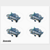 Sticker Ovale Le Blues Harmonica Flash Art (Feuille)