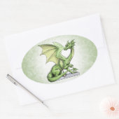 Sticker Ovale Le dragon de pierre de naissance d’août : Peridot (Enveloppe)