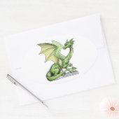 Sticker Ovale Le dragon de pierre de naissance d’août : Peridot (Enveloppe)