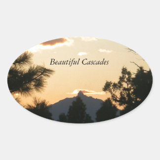 Sticker Ovale Le Mont Washington Au Coucher Du Soleil