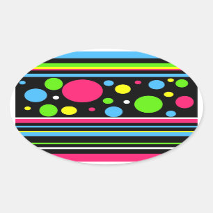 Sticker Ovale Le néon coloré barre la chaux turquoise rose de