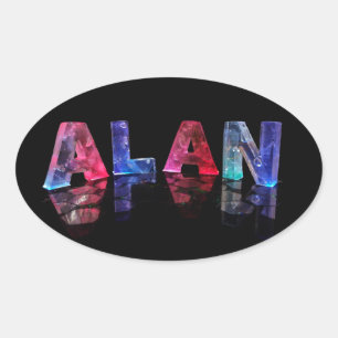 Sticker Ovale Le nom Alan en lumières