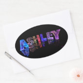 Sticker Ovale Le nom Ashley dans les lumières 3D (Enveloppe)