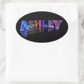 Sticker Ovale Le nom Ashley dans les lumières 3D (Sac)