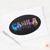 Sticker Ovale Le nom Camila en lumières 3D (Enveloppe)