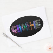 Sticker Ovale Le nom Charlie dans les lumières 3D (Enveloppe)