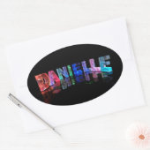 Sticker Ovale Le nom Danielle en lumières 3D (photo) (Enveloppe)