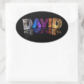 Sticker Ovale Le nom David en lumières 3D (photo) (Sac)