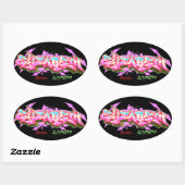 Sticker Ovale Le nom d'Elizabeth dans les graffiti-Stickers | Ov (Feuille)