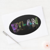 Sticker Ovale Le nom Dylan en lumières 3D (photo) (Enveloppe)