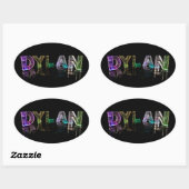 Sticker Ovale Le nom Dylan en lumières 3D (photo) (Feuille)