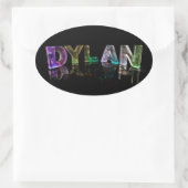 Sticker Ovale Le nom Dylan en lumières 3D (photo) (Sac)