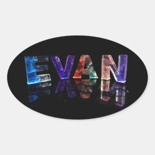 Sticker Ovale Le nom Evan en lumières 3D (photo)