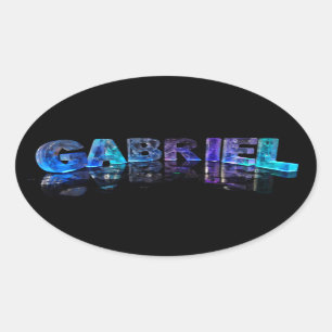 Sticker Ovale Le nom Gabriel en lumières 3D (Photographie)