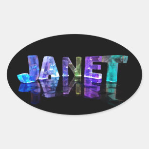 Sticker Ovale Le nom Janet en lumières 3D (photo)