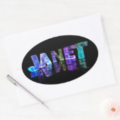 Sticker Ovale Le nom Janet en lumières 3D (photo) (Enveloppe)