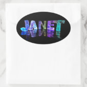 Sticker Ovale Le nom Janet en lumières 3D (photo) (Sac)