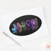 Sticker Ovale Le nom Jason en lumières 3D (photo) (Enveloppe)