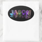 Sticker Ovale Le nom Jason en lumières 3D (photo) (Sac)