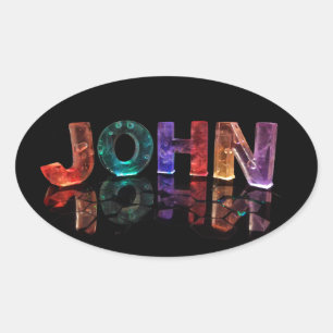Sticker Ovale Le nom John en lumières 3D (photo)