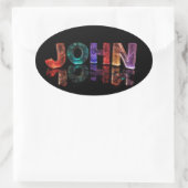 Sticker Ovale Le nom John en lumières 3D (photo) (Sac)