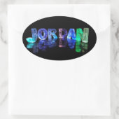 Sticker Ovale Le nom Jordan en lumières 3D (photo) (Sac)
