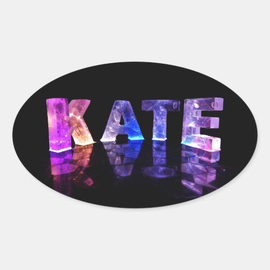 Sticker Ovale Le nom Kate en lumières 3D (photo) (Devant)