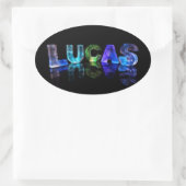 Sticker Ovale Le nom Lucas en lumières 3D (photo) (Sac)