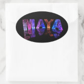 Sticker Ovale Le nom Maya en lumières 3D (photo) (Sac)